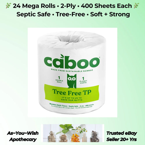 Bamboo Toilet Paper 24 Mega Rolls 2-Ply Septic Safe Tree Free 400 Sheets