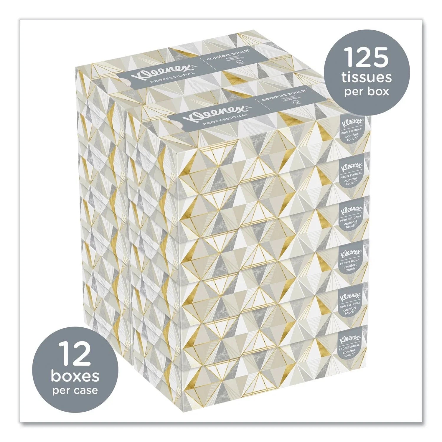 2-Ply Premium Facial Tissues, White, 12 Boxes In Case, 125 Tissues / Box