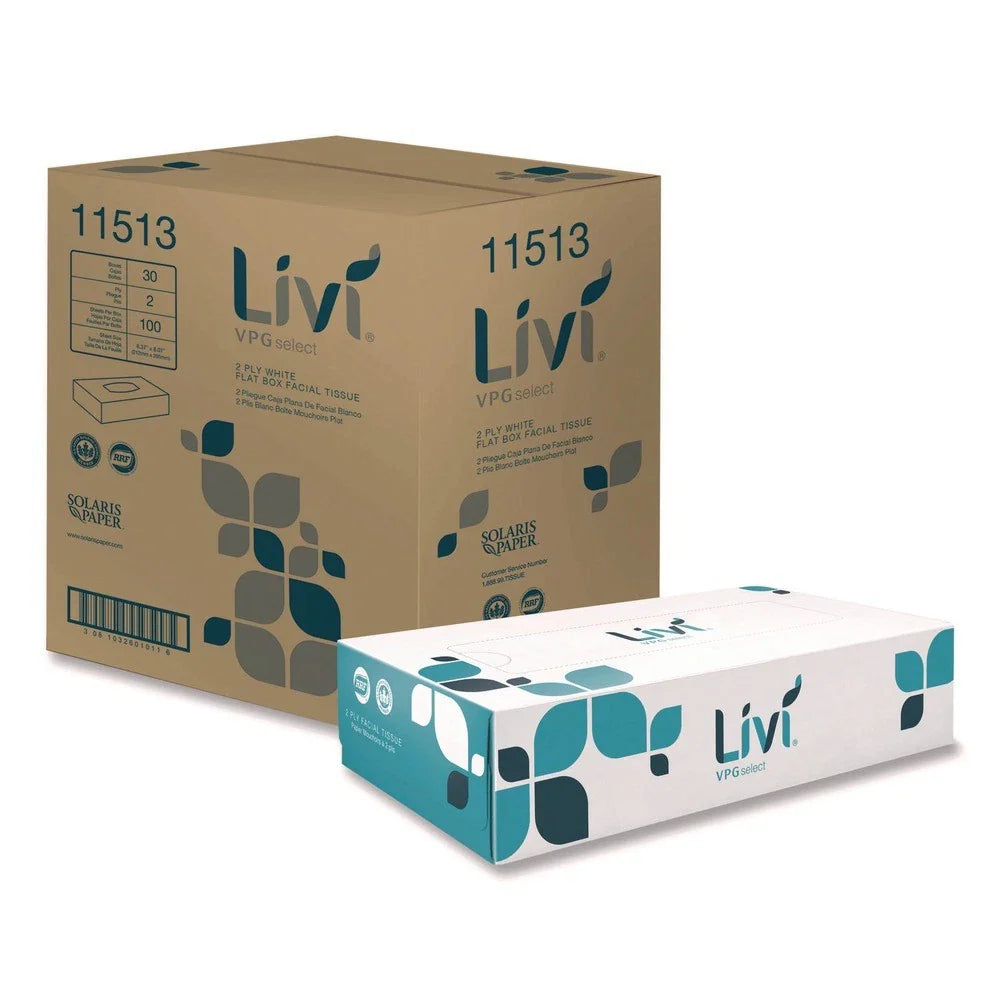 Select 11513 2-Ply Flat Box Facial Tissue - White (30 Boxes/Carton) New