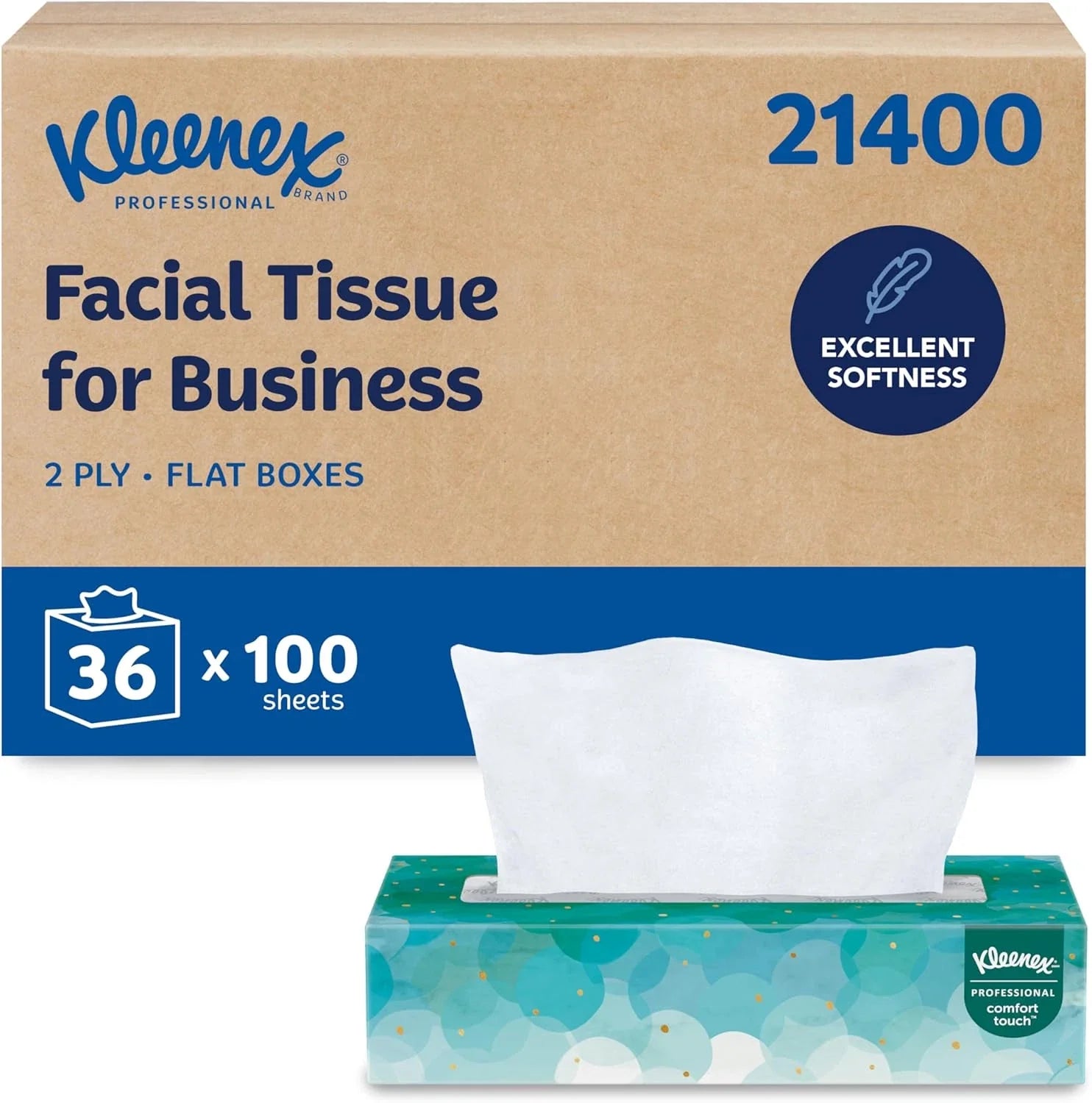 Professional Facial Tissue, Bulk (21400), 2-Ply, White, Flat Boxed Forma