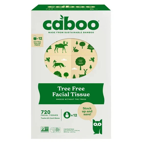 Facial Tissue 12-count x 60 Sheets 3-Ply Bamboo Tree-Free & BPA-Free